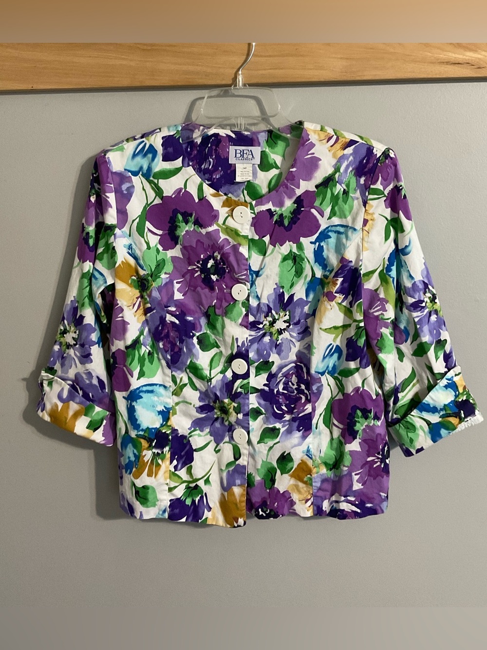 Vtg BFA Collection Floral Button-Front Blazer Jacket 14P